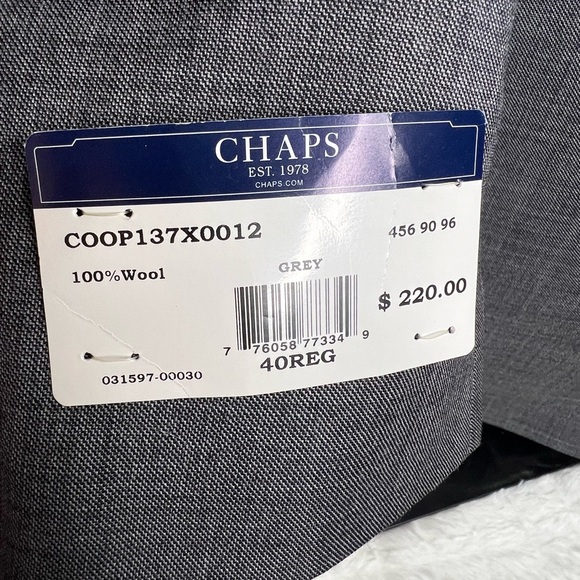 New!! CHAPS Blazer Men 40R Gray 2 Button Suit Jacket - Picture 4 of 15